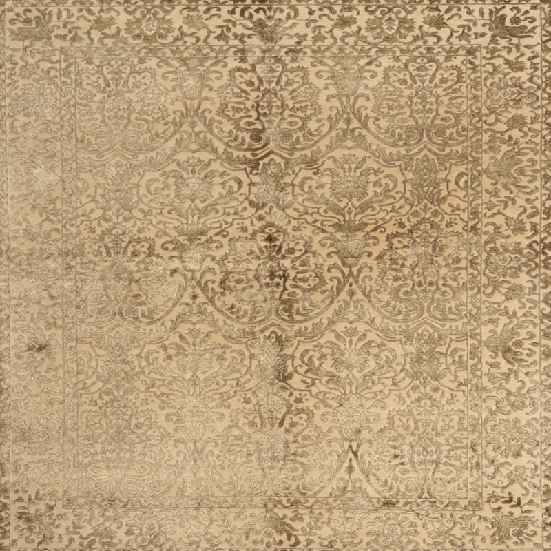 Tapis gris/zone noire contemporaine, Carré 8 pi