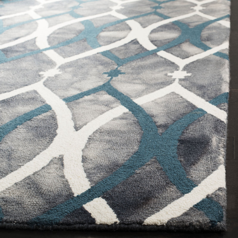 Amekia Hand Tufted Wool Geometric Rug, Rectangle 5' x 8'