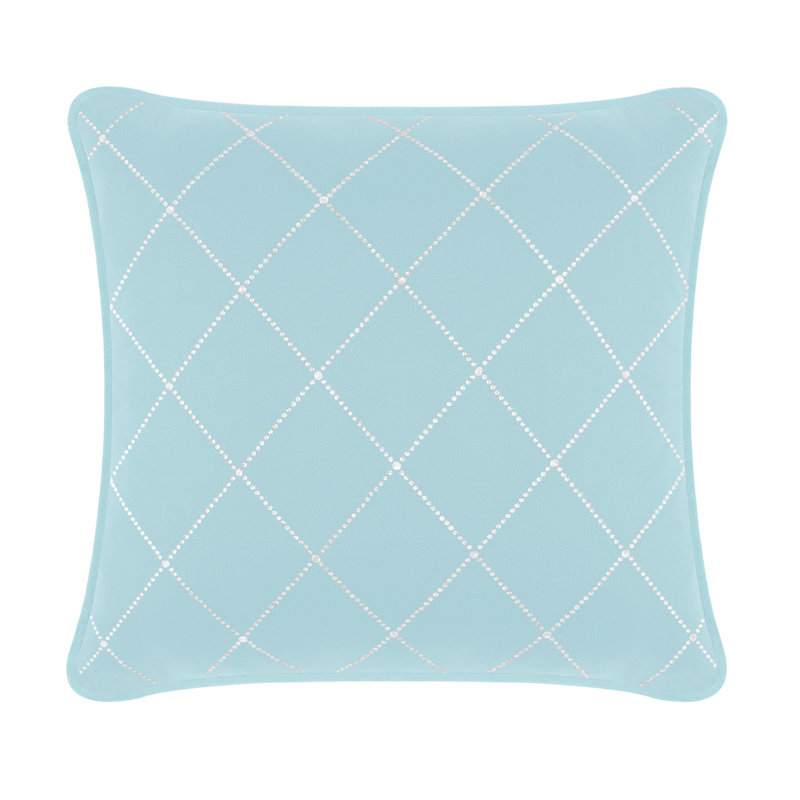 Coussins décoratifs Sparkles Home Atlas | Motif de plumes et de treillis | Facile d'entretien, Velours bleu pacifique