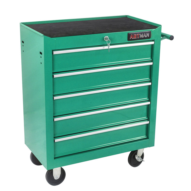 5 Drawer Tool Chest, Tool Storage Cabinet For Garage Storage With 4 Wheels And Locking System, Green
