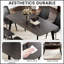 Table de salle à manger moderne en pierre artificielle avec bord incurvé et pieds en métal noir, pouvant accueillir 6 à 8 personnes, durable et élégante-2035437643-2035437646