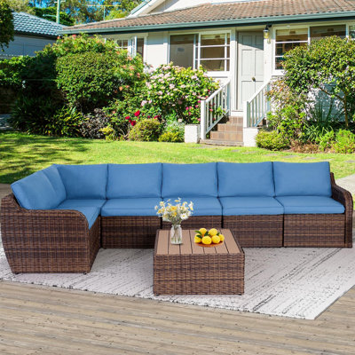 Ensemble de conversation modulaire avec coussins 7 pièces