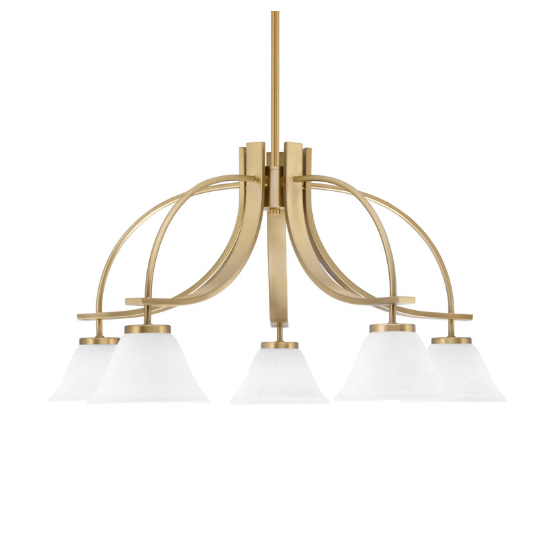 Lustre avec lumière Cavella, H 14,5 po x l 28 po x P 28 po, Laiton New Age, 5