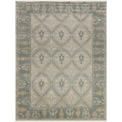 Anatolia Wool Oriental Area Rug in Santas Gray, Beige, Dark Yellow