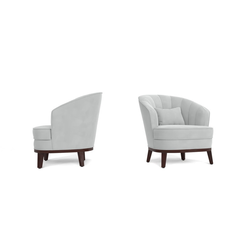 Fauteuil d'appoint en tonneau rembourré, Light Grey