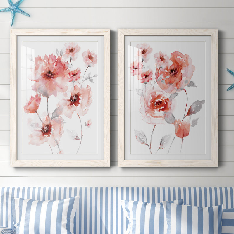 Translucent Blush I - ensemble de 2 reproductions d'art, Blanc, H 31,5 po x l 47 po x P 1,5 po, Papier encadré blanc