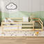 Lit plateforme en chêne massif Montessori, lit double pour enfants, garçons et filles-129467523-129467521