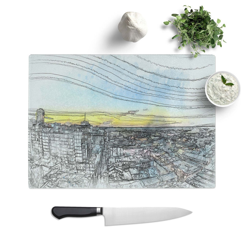 Tempered Glass Above New Orleans in Louisiana Chopping Board, 28.5 cm W x 20 cm L