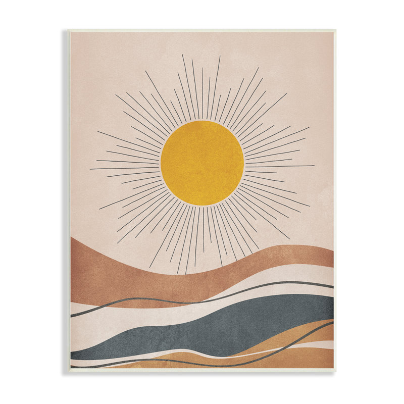 «Abstract Sun Shining Desert Brown Lines» par JJ Design House LLC - impression, H 15 po x l 10 po x P 0,5 po, Plaque murale