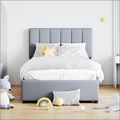 Twin Size Upholstered Platform Bed With A Hydraulic Storage System