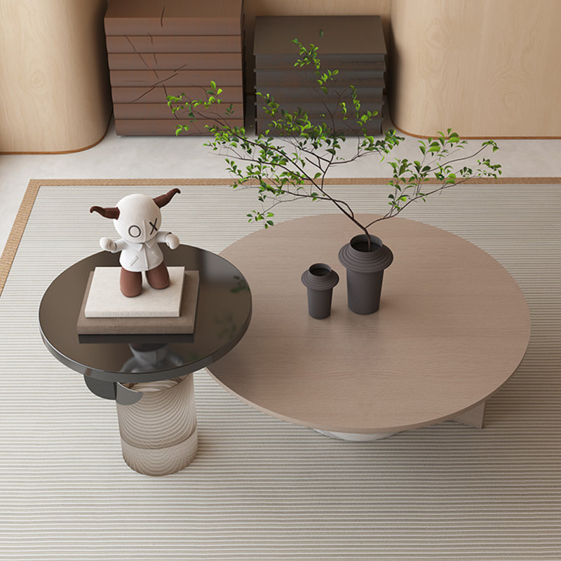 Table à thé ronde en bois massif