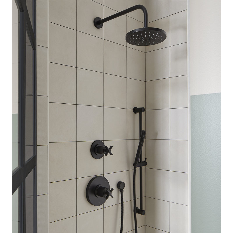 Pomme de douche fixe double / standard 1,8 GPM GPM, Noir mat