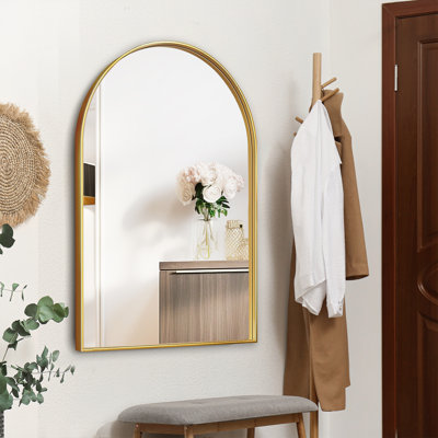 Arched Metal Frame Wall Mirror - Perfect For Living Room, Bedroom & Bathroom