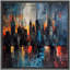 «Moody Abstract City Buildings Reflection Dark Modern Art», reproduction d'art sur toile encadrée-107907201-107907203
