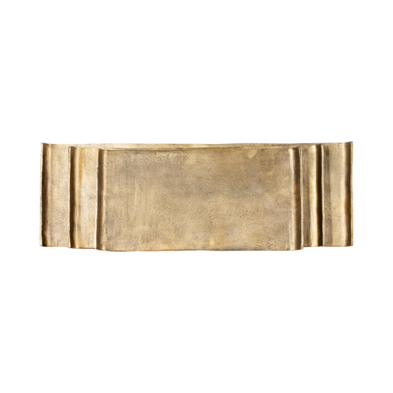 Trays and Plates Metal Aluminum Modern Design Rectangular Finish for Home Office Bedroom Living Room Decor Use Set of 3 - 1" Gold