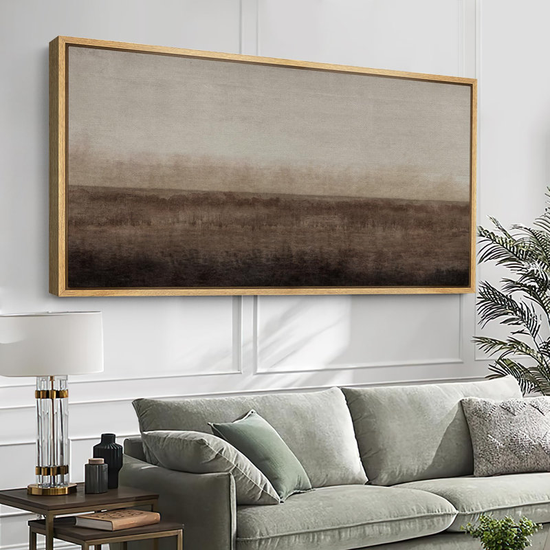 Horizon serein, paysage minimaliste, art moderne, H 30 po x l 60 po, Naturel