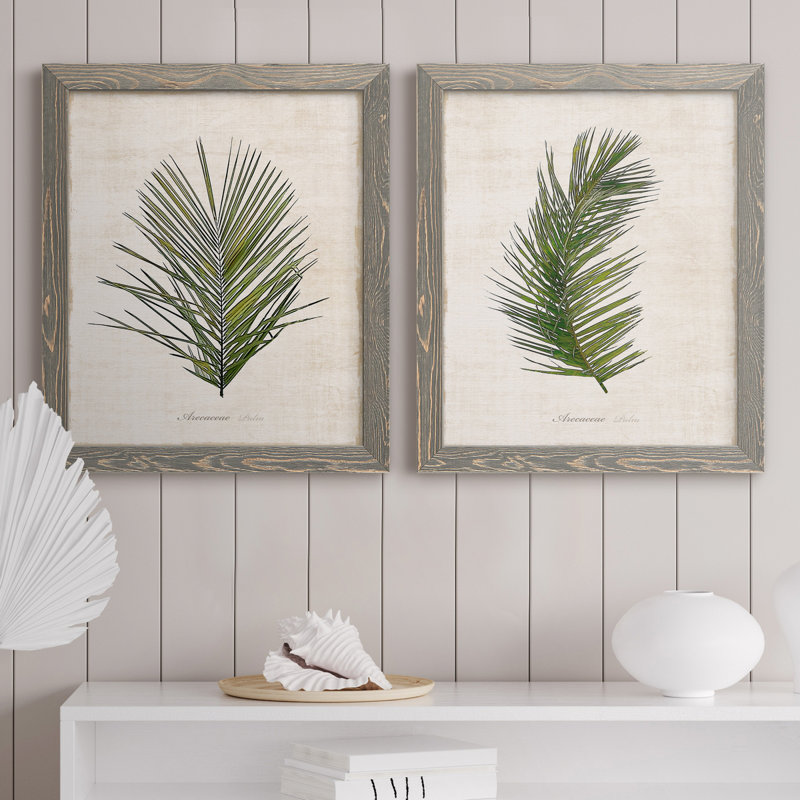 Palm Botanical I - Cadre photo, ensemble de reproductions d'art sur toiles, Cadre gris, H 43,5 po x l 31,5 po x P 1 po