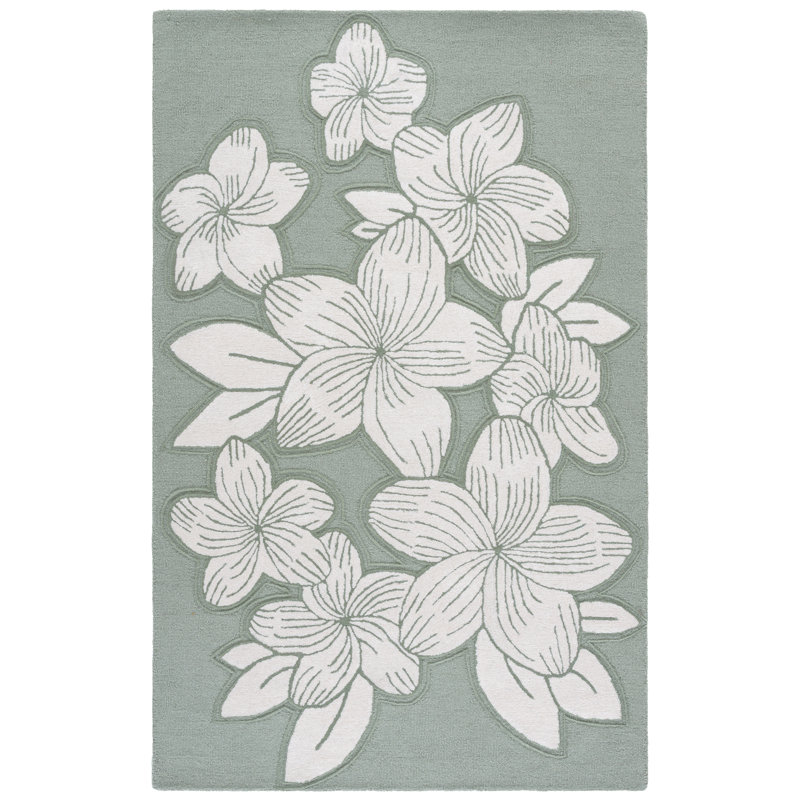 Glamour Hand Tufted Wool; Viscose; Cotton Floral Indoor Rug, Rectangle 4' x 6'