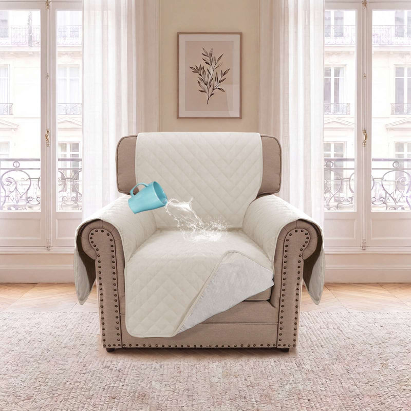 Housse de canapé imperméable et lavable avec sangles élastiques, housse de protection pour canapé pour animaux et enfants (chaise, lait de coco)