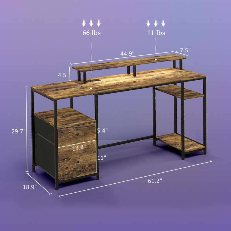 Bureau d'ordinateur 61 "avec lumières DEL