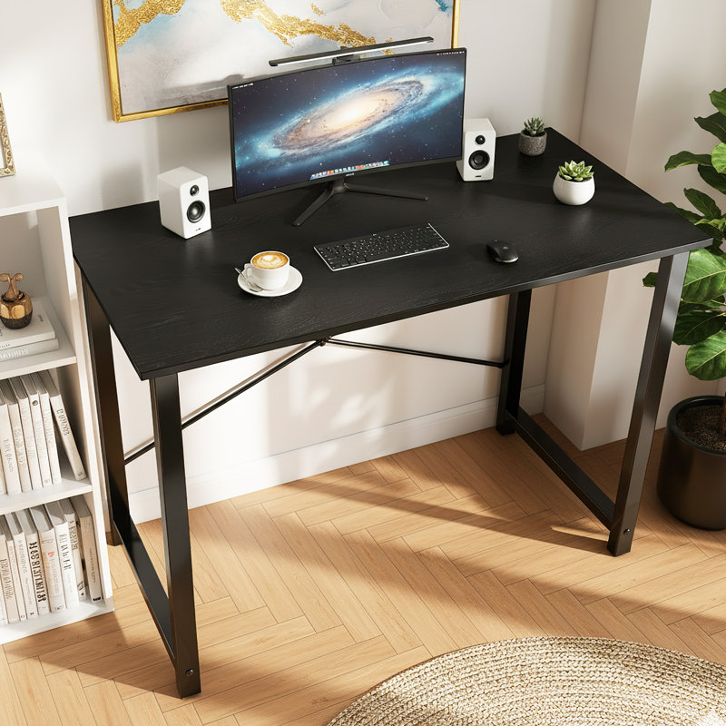47 Inch Metal Base Writing Desk, 29.69" H x 47" W x 19.69" D, Black
