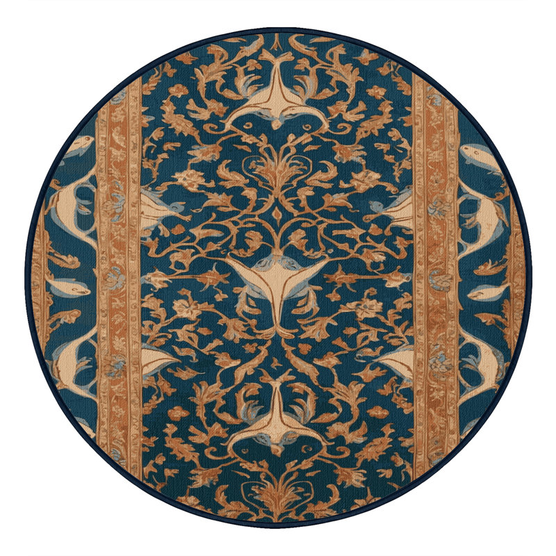 Machine Washable French Gray Area Rug, Round 7'