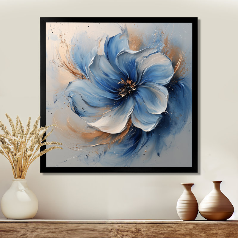 «Sammons White Velvet Blue Chrysanthemums Ink River VI», art mural sur toile Chrysanthemums, Noir, noir, noir, noir