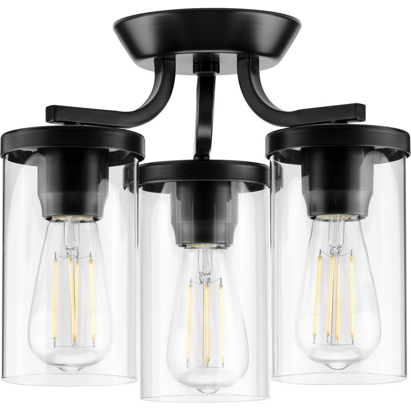 Rumaysa Glass Semi Flush Mount, Black