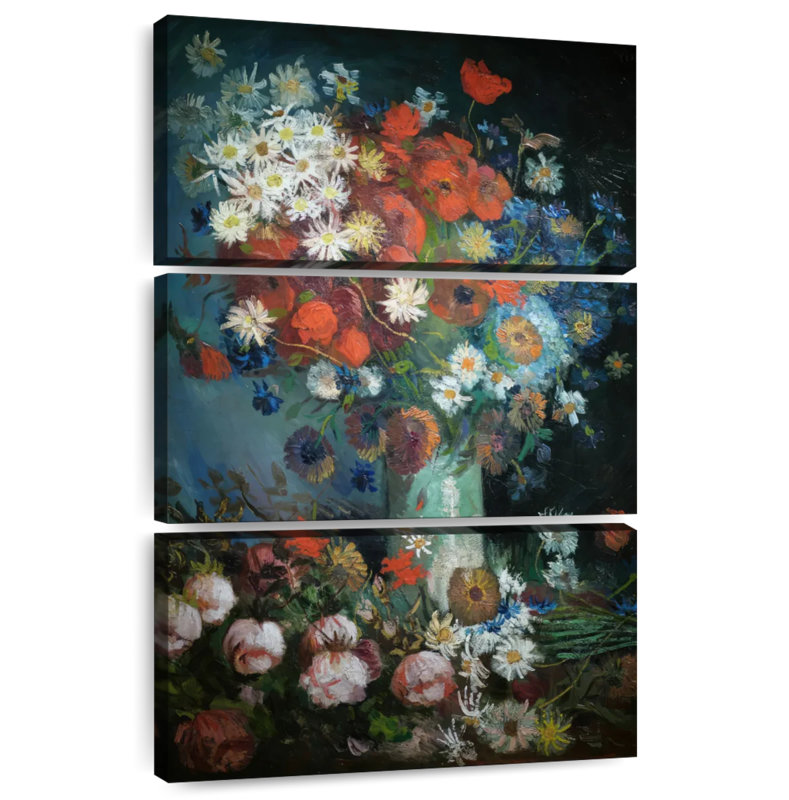 Harnek nature morte avec des fleurs et des roses des prés, H 50 po x l 32 po