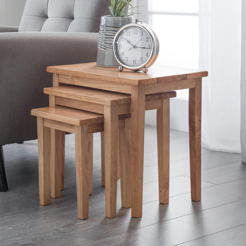 Elvina Solid Wood Nesting Tables, Light Oak