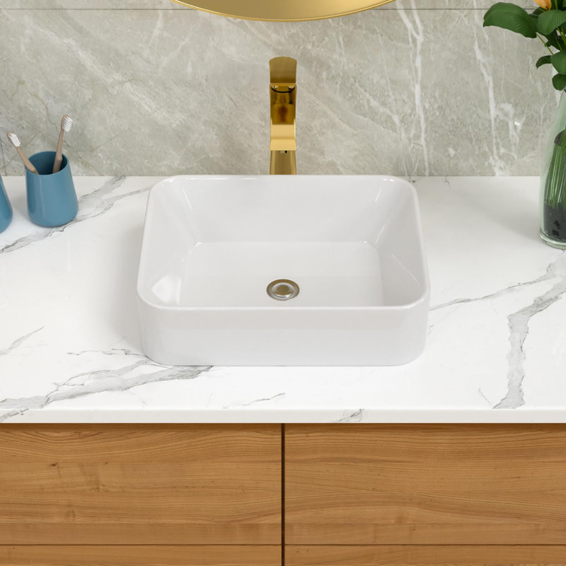 19"x15" Rectangular Vessel Sink, White