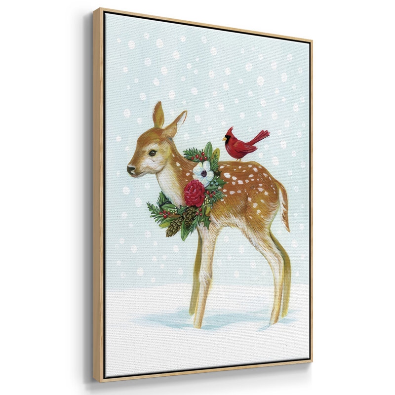 Créatures de l'hiver avec des cardinaux II, H 25 po x l 17 po x P 1,5 po, Encadré naturel