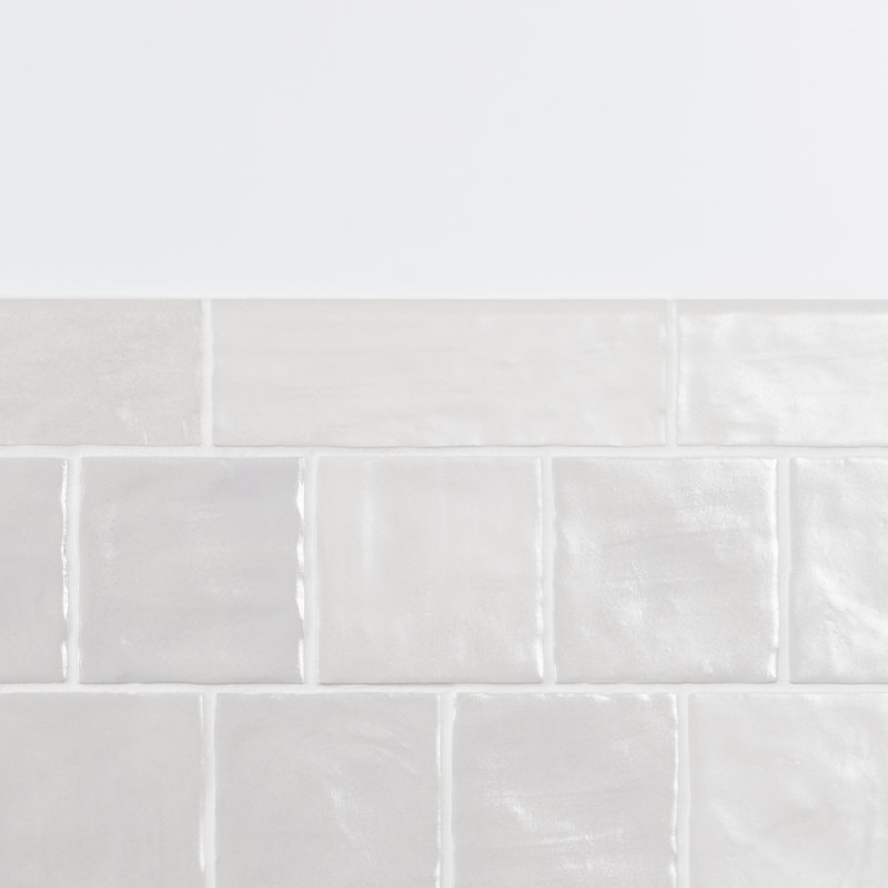 Amagansett White Ceramic Bullnose Tile Trim, 2x8