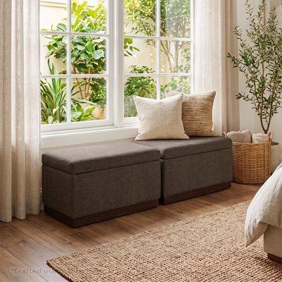 Ensemble de 2 bancs de repose-pieds rembourrés avec rangement pour chambre à coucher, bout de lit, entrée et salon