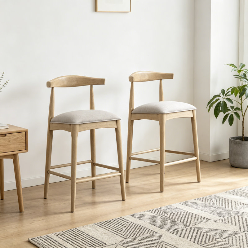 Ensemble de 2 tabourets de comptoir revêtus de tissu Pebble, tabourets de bar à hauteur de comptoir sans accoudoirs modernes pour îlot de cuisine, salle à manger et bar personnel