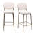 29'' Upholstered Bar Stools Velvet Counter Stool with Backrest & Footrest Set of 2 Round Dining Chairs for Kitchen(Creamy White)