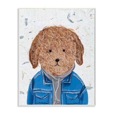 Stupell Industries 'hipster Dog Sweatshirt Poodle Funny Animal' By Melissa Wang - Drawing Print In Wall Plaque