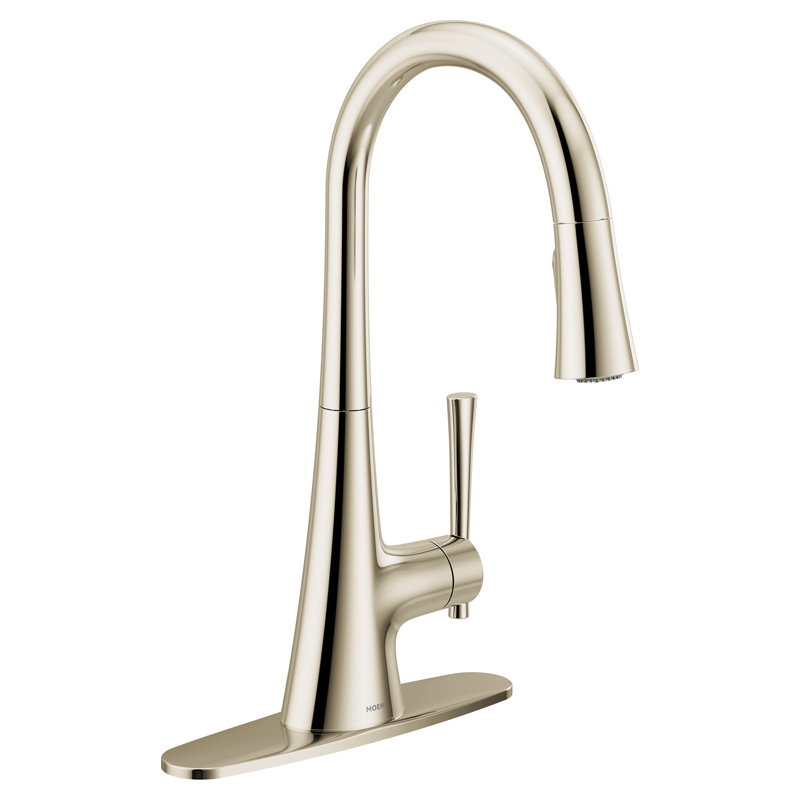 Robinet de cuisine à poignée simple MOEN Kurv avec Power Boost et Reflex en nickel poli, Nickel poli, Standard