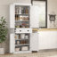 Garde-manger traditionnel autoportant avec tiroir 4 portes et 3 tablettes réglables grain de bois
