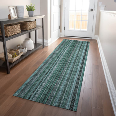 Machine Washable Indoor/Outdoor Claudian ACN1654 Teal Rug