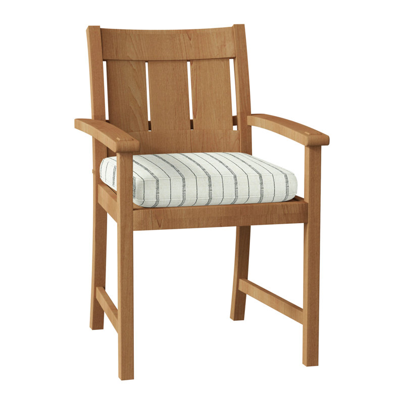 Croquet Teak Patio Dining Armchair with Cushions, Natural Teak, Welt, Bali Pearl