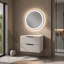 Meuble-lavabo de salle de bain 30 po avec lavabo en céramique - Meuble-lavabo flottant mural gris avec tiroirs, moderne