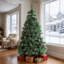 Arbres de Noël artificiels pré-éclairés, sapin de Noël enneigé avec 250/450/500 lumières blanc chaud, aiguille de pin, charnières en métal et base pliable, pour la maison, les fêtes, la fête, le magasin-827459615
