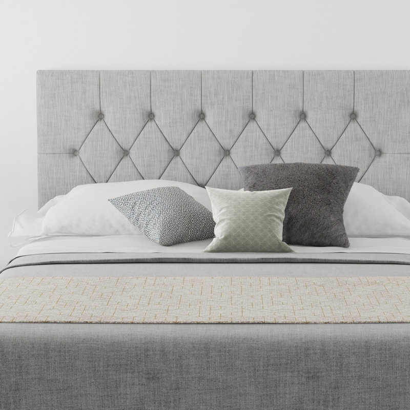 Talcott Upholstered Headboard, 100% Cotton Storm, Double (4'6)