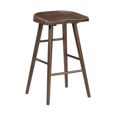 Ensemble de 2 tabourets de bar à finition brune avec siège en selle et structure en bois robuste