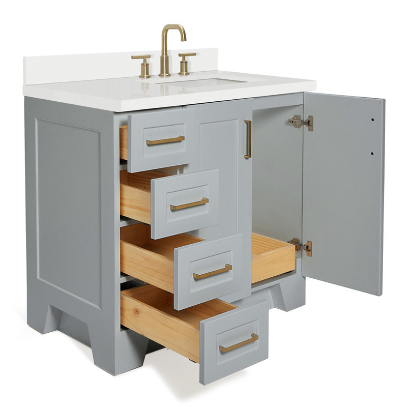 37 IN.  Single Bathroom Vanity, Gray, Right, Rectangular
