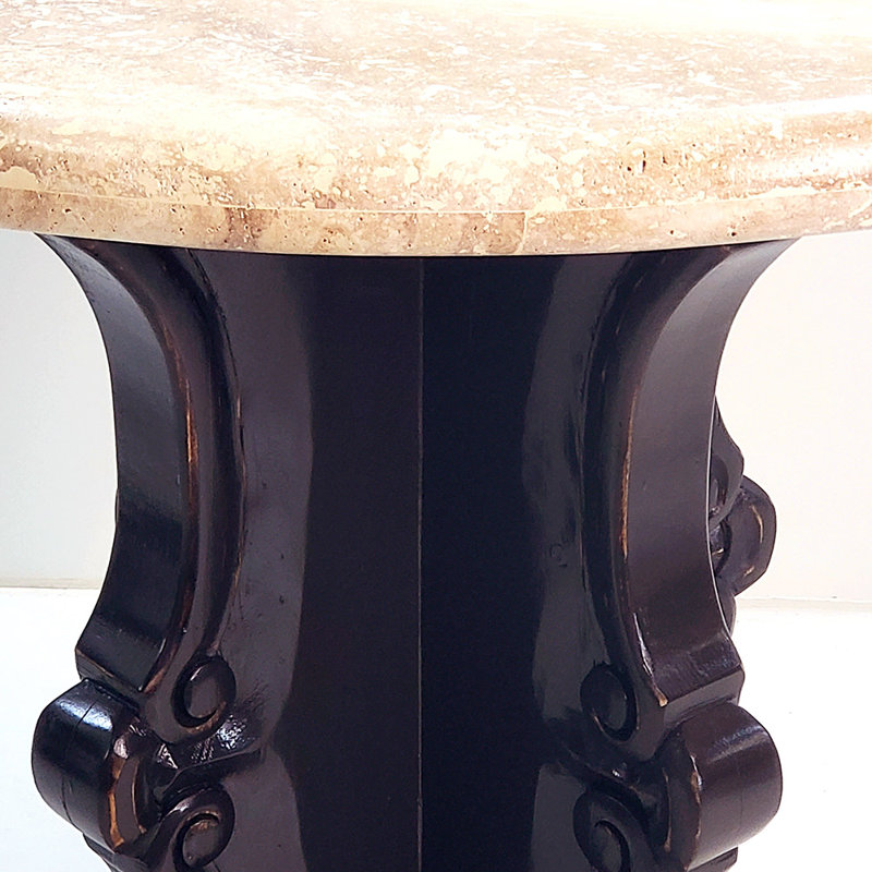 Round Cream Bullnose Travertine Bar Table Model 1204 E
