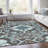 Machine Washable Indoor/Outdoor Xhevrie Teal Rug-466249453