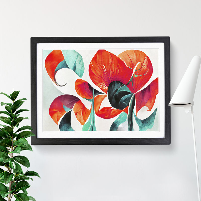 Flower Abstract Vol.2 - Single Picture Frame Print, Black, 25cm H x 34cm W x 2cm D