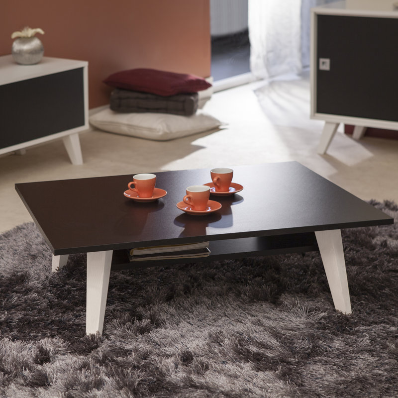 Four Leg Coffee Table with Storage, Black